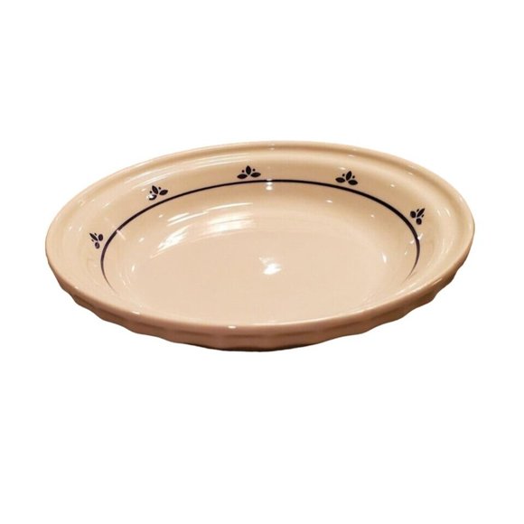 *ROSEVILLE POTTERY Friendship Pie Plate Dish Ivory Blue Thumbprint Ohio USA Made - Picture 4 of 13